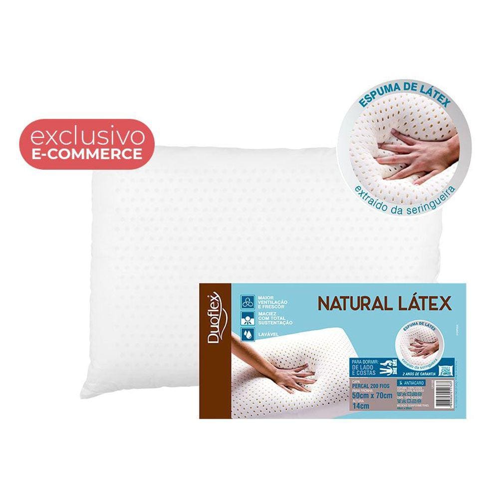 Travesseiro Látex Natural Duoflex Lavável Capa Percal 200 Fios