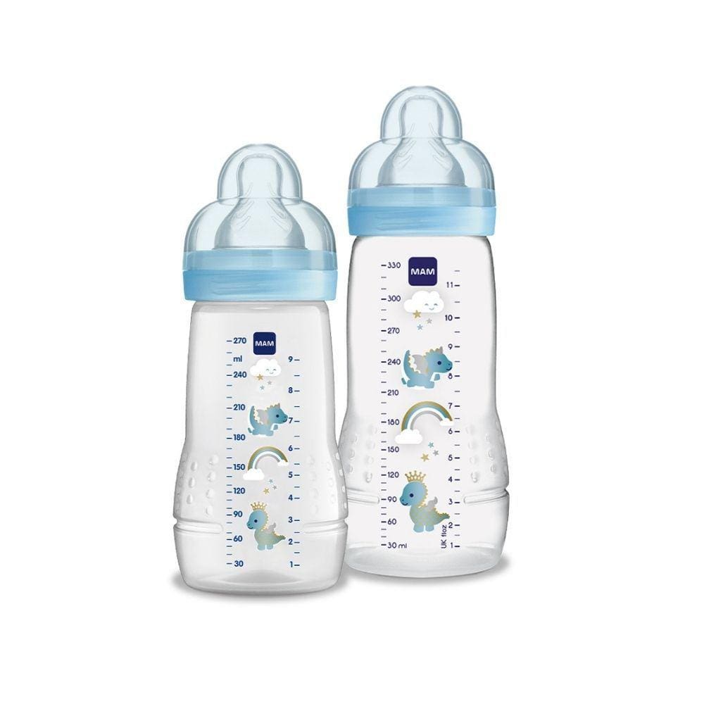 Mamadeira Mam +2 Meses Easy Active Set Abertura Larga 330 e 270 ml Azul Menino MA50021