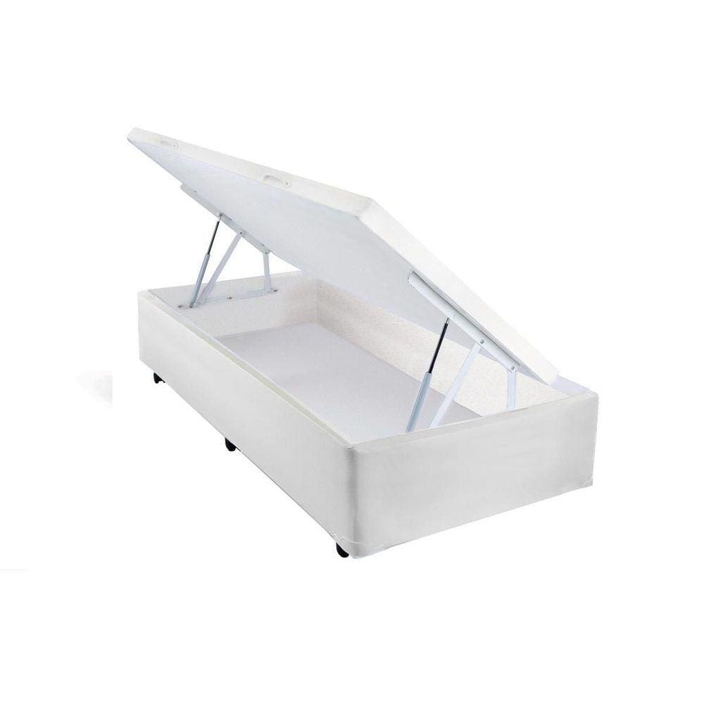 Cama Box Baú Castor Courino Branco New Solteiro-88x188x35