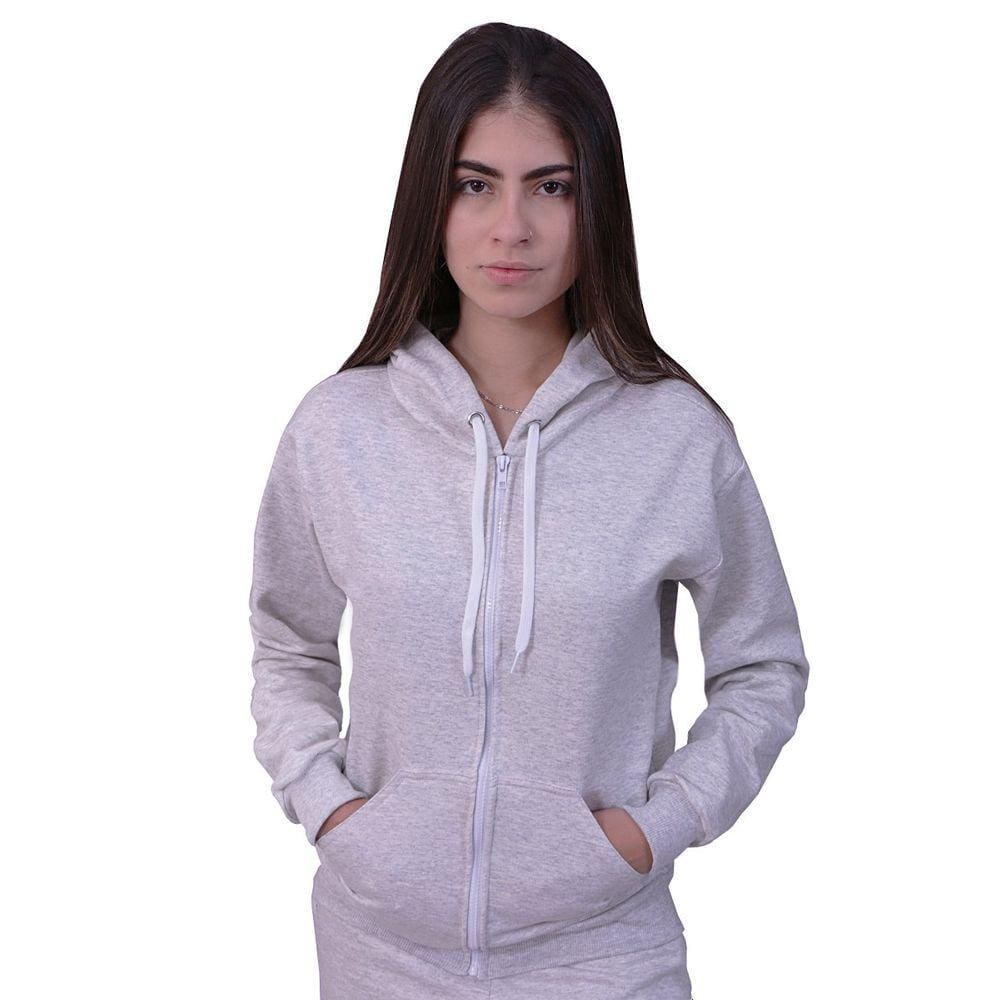 Moletom Zíper Feminino Cinza - Compre agora