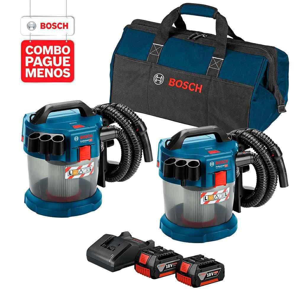 Combo Pague Menos Bosch 18V - Aspirador de Pó + Aspirador de Pó + 2 Bat+ Carre.+ Bolsa