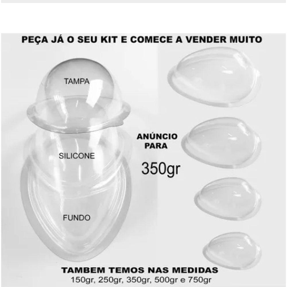 Forma Silicone P/ Ovo De Pascoa 3 Parte P/ 350gr 5 Kits