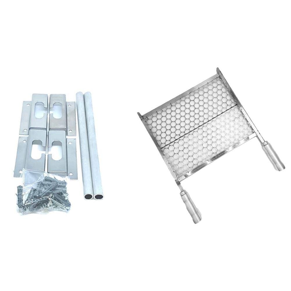 Grelha De Inox Churrasco 50Cm E Apoio Churrasqueira Até 75Cm