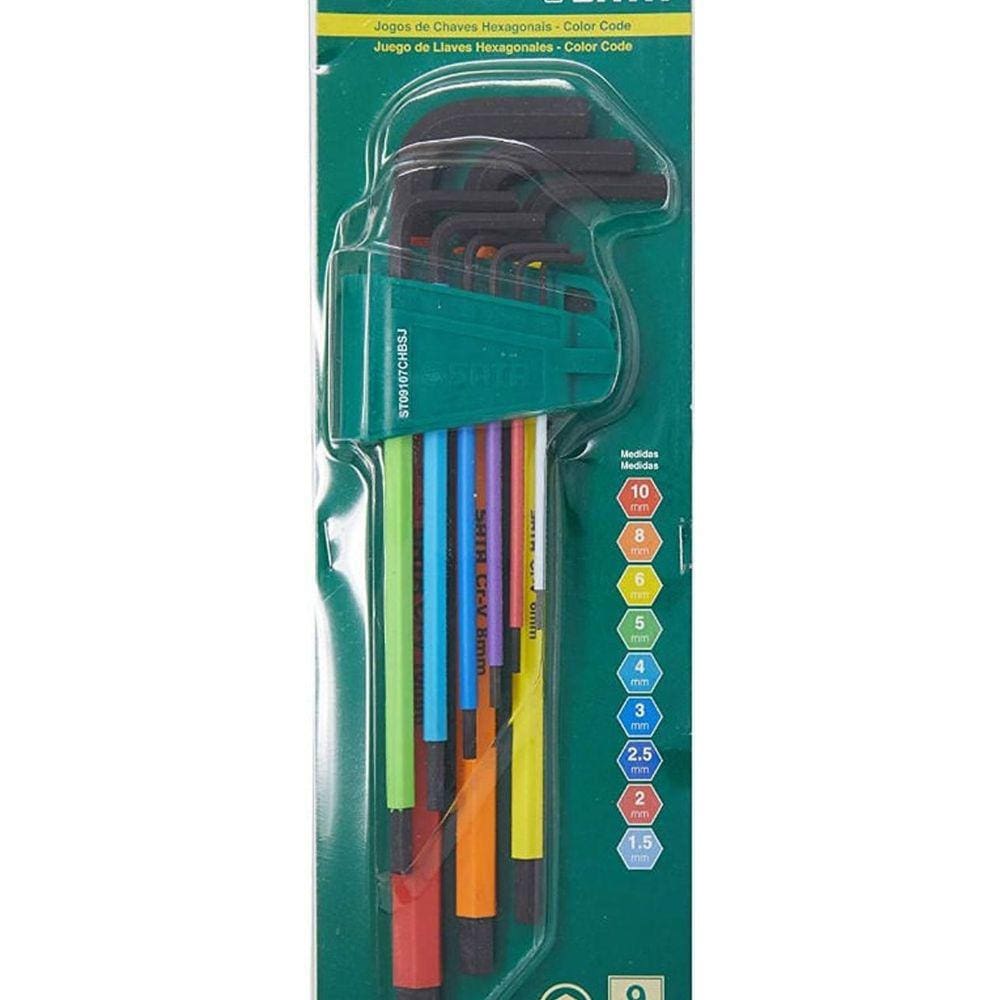 Jogo De Chaves Allen Retas Coloridas 9 Peças St09107Chbsj