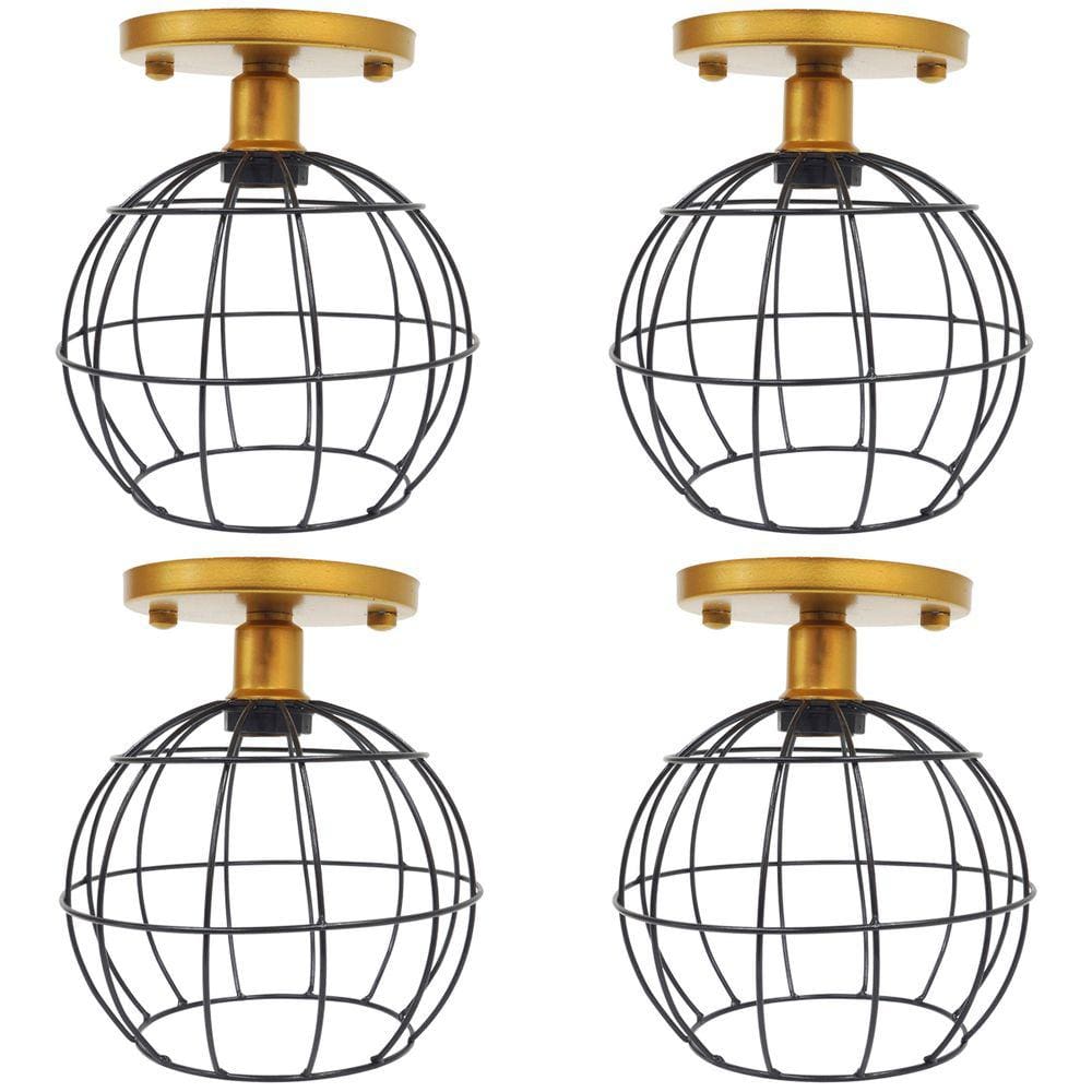 4 Lustres Teto Plafon Industrial Aramado Globo Retrô Luminária Sobrepor Vintage Agp Ilumini