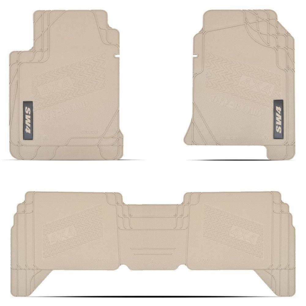 Tapete Borracha 3 Peças Borracha Bege Hilux Sw4 2012 2013