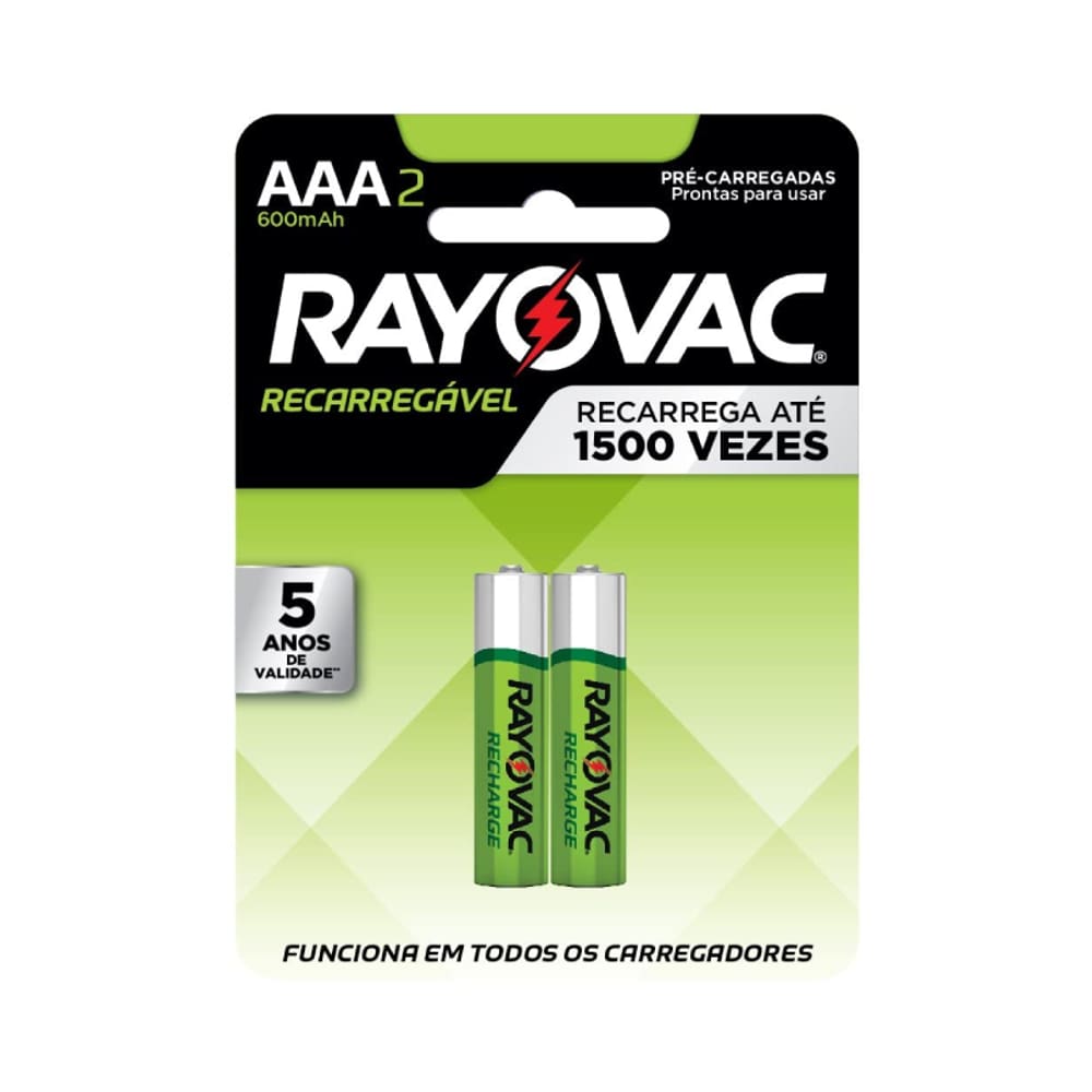 Pilha Recarregável AAA 2X2 600MAH - RAYOVAC (55902)