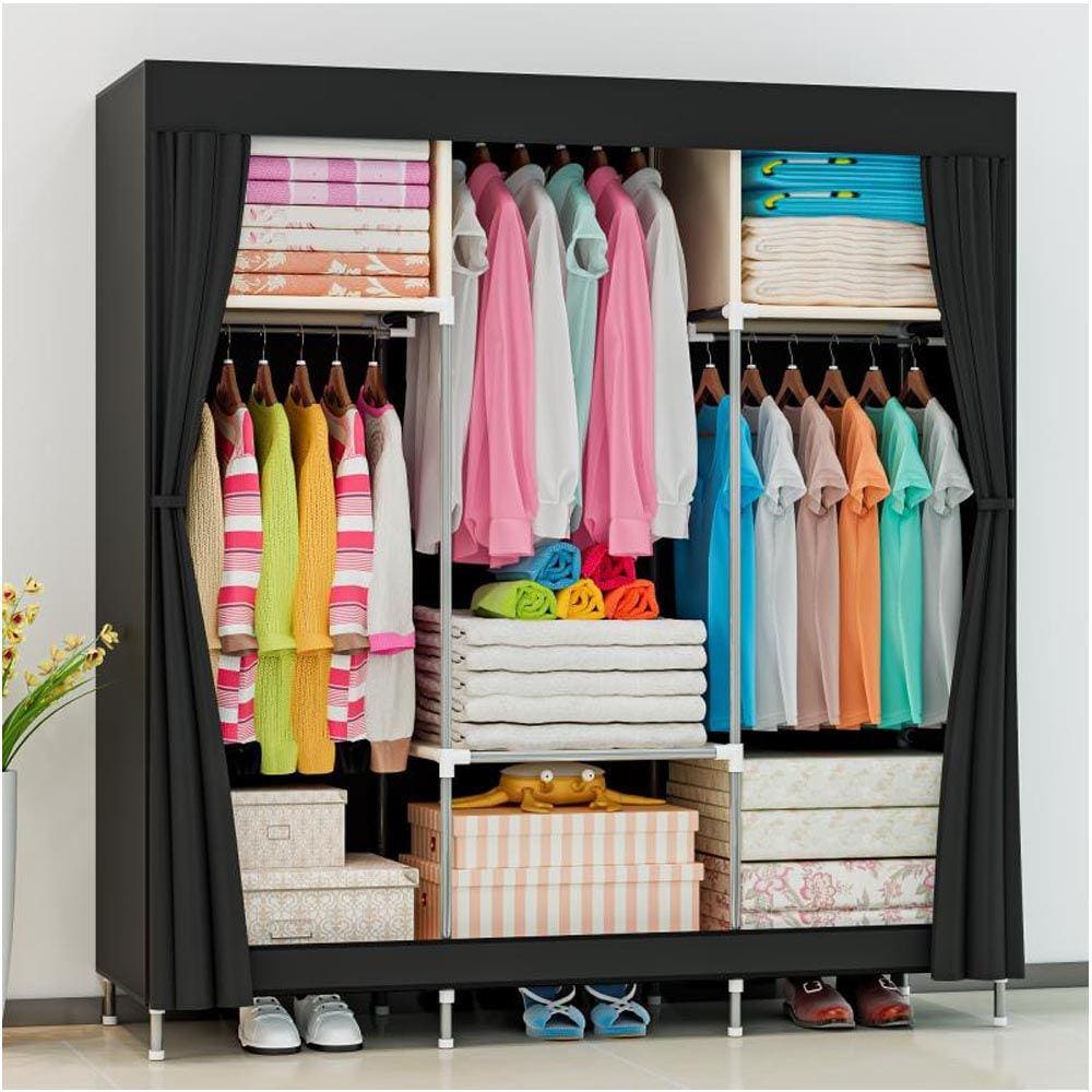 Guarda Roupa Dobrável Organizador Armário para Organizar Roupas - Preto