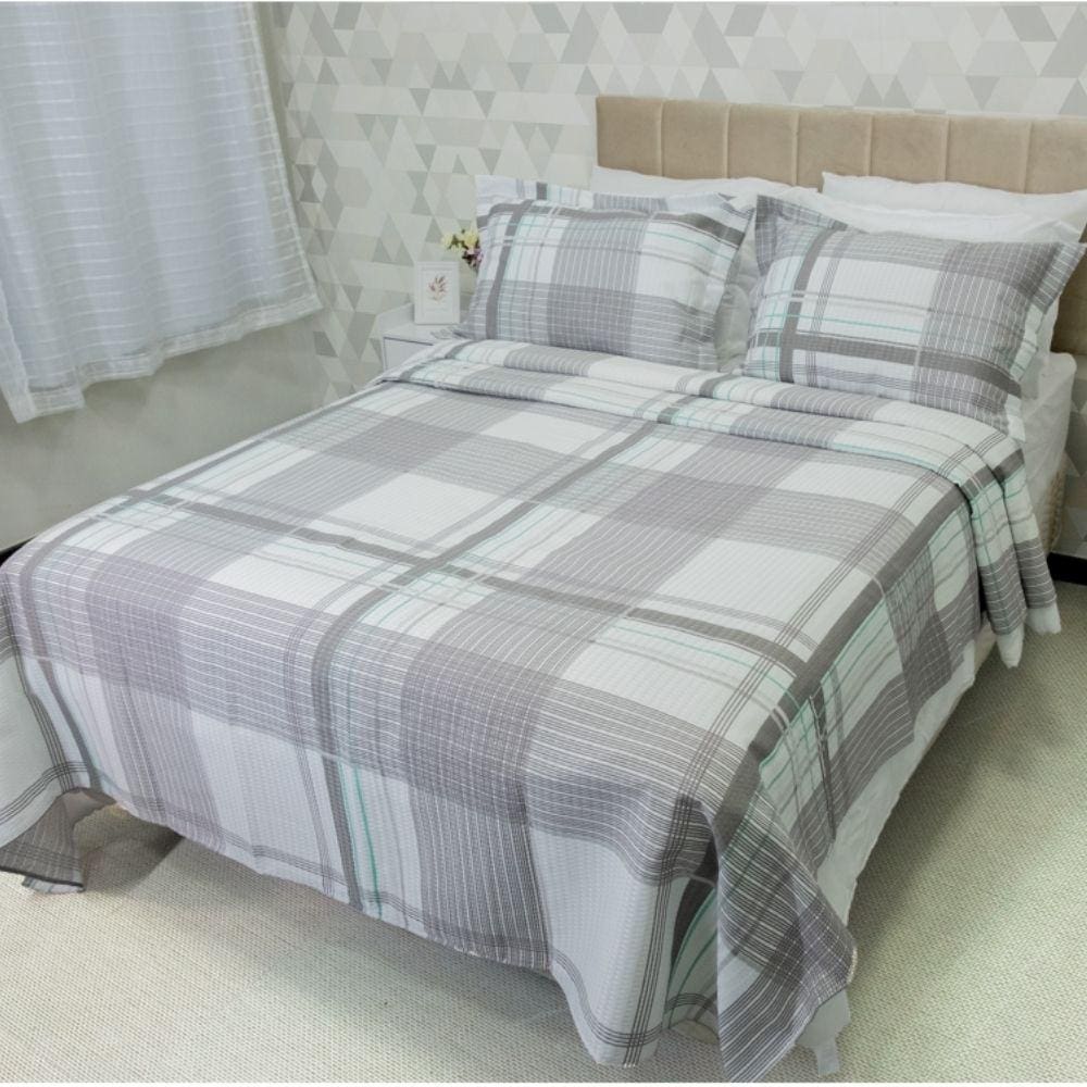 Kit Colcha de Piquet Casal 2,20x2,50m 3peças Casa Dona