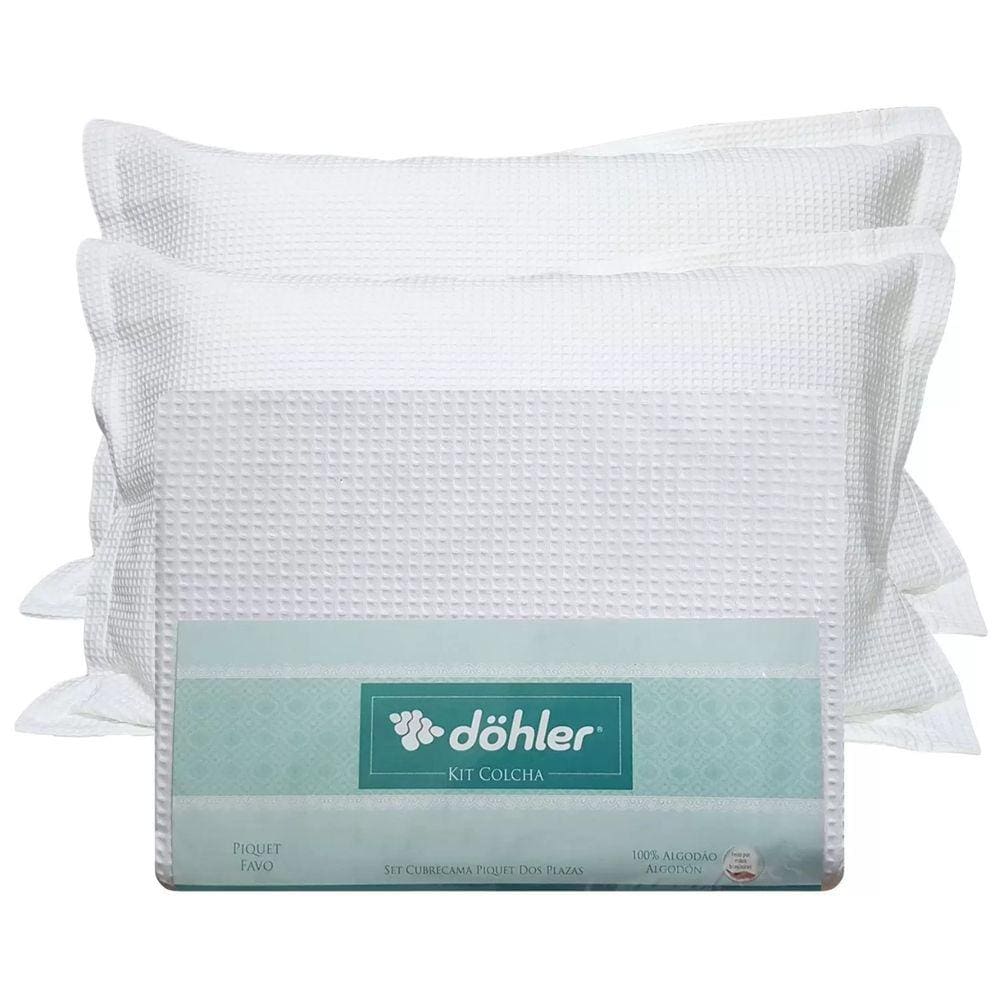 Kit Colcha Piquet Favo Döhler King 3 Peças 100% Algodão
