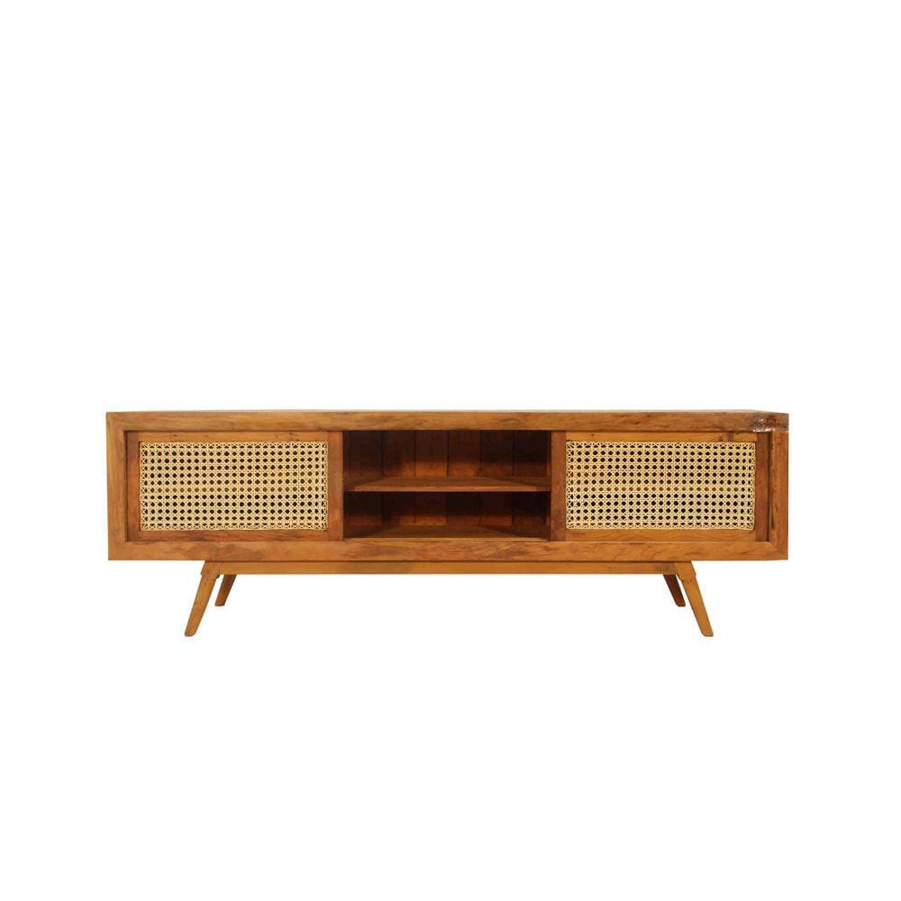 Rack Dublin 180cm com Palha Indiana para Sala - Peroba Rosa