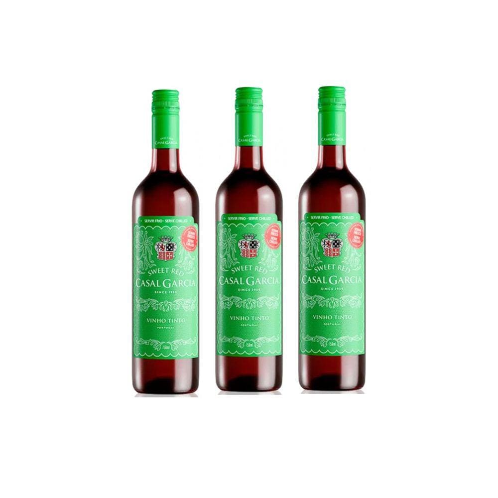 Kit Vinho Casal Garcia Tinto Sweet Red 750ml 3 unidades