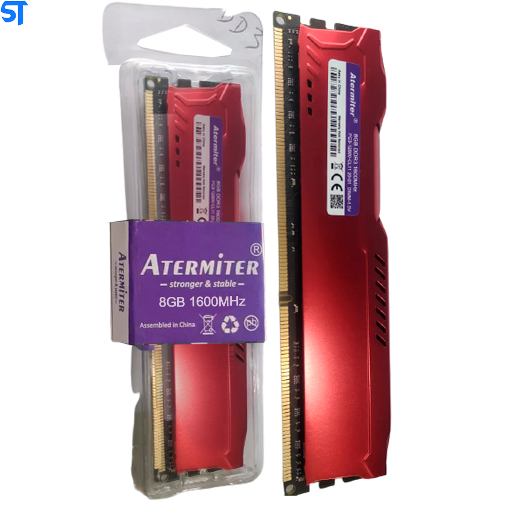 Memoria Ram Desktop DDR3 8GB 1600MHz Atermiter Vermelha