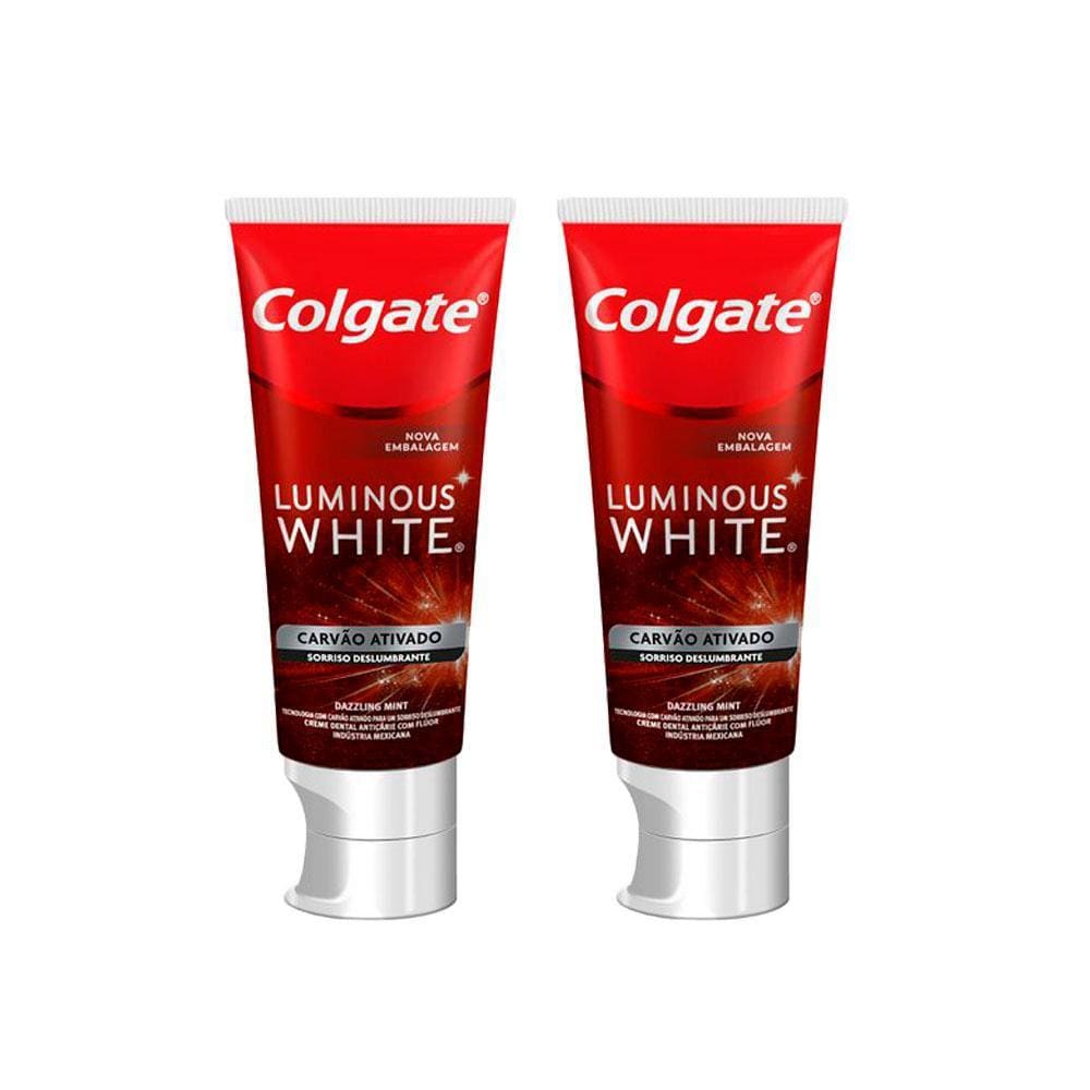 Kit 2 Creme Dental Colgate Luminous White Carvão Ativado 70g