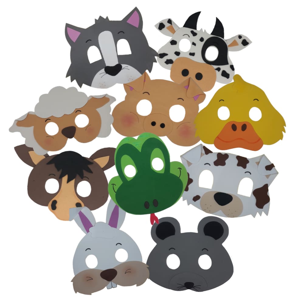 Kit 10 Máscaras Animais Fazendinha