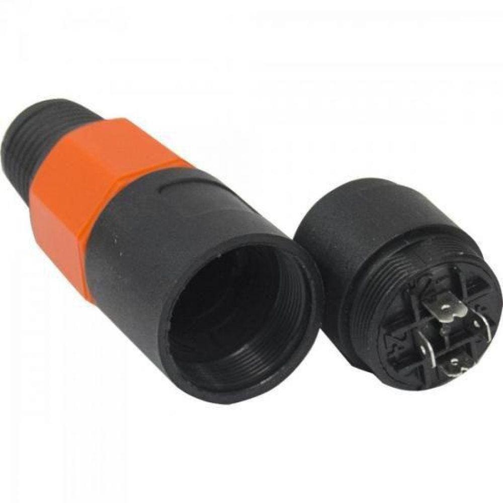 Conector Speakon De Linha Femea 4 Polos Jcsp0003 Preto Laranja Storm
