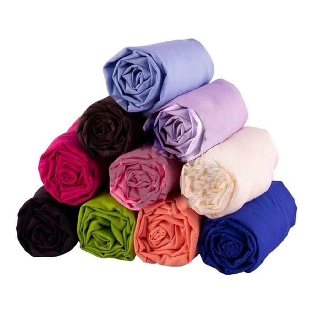 Lençol De Cama Solteiro Com Elástico Cores - Kit Com 3