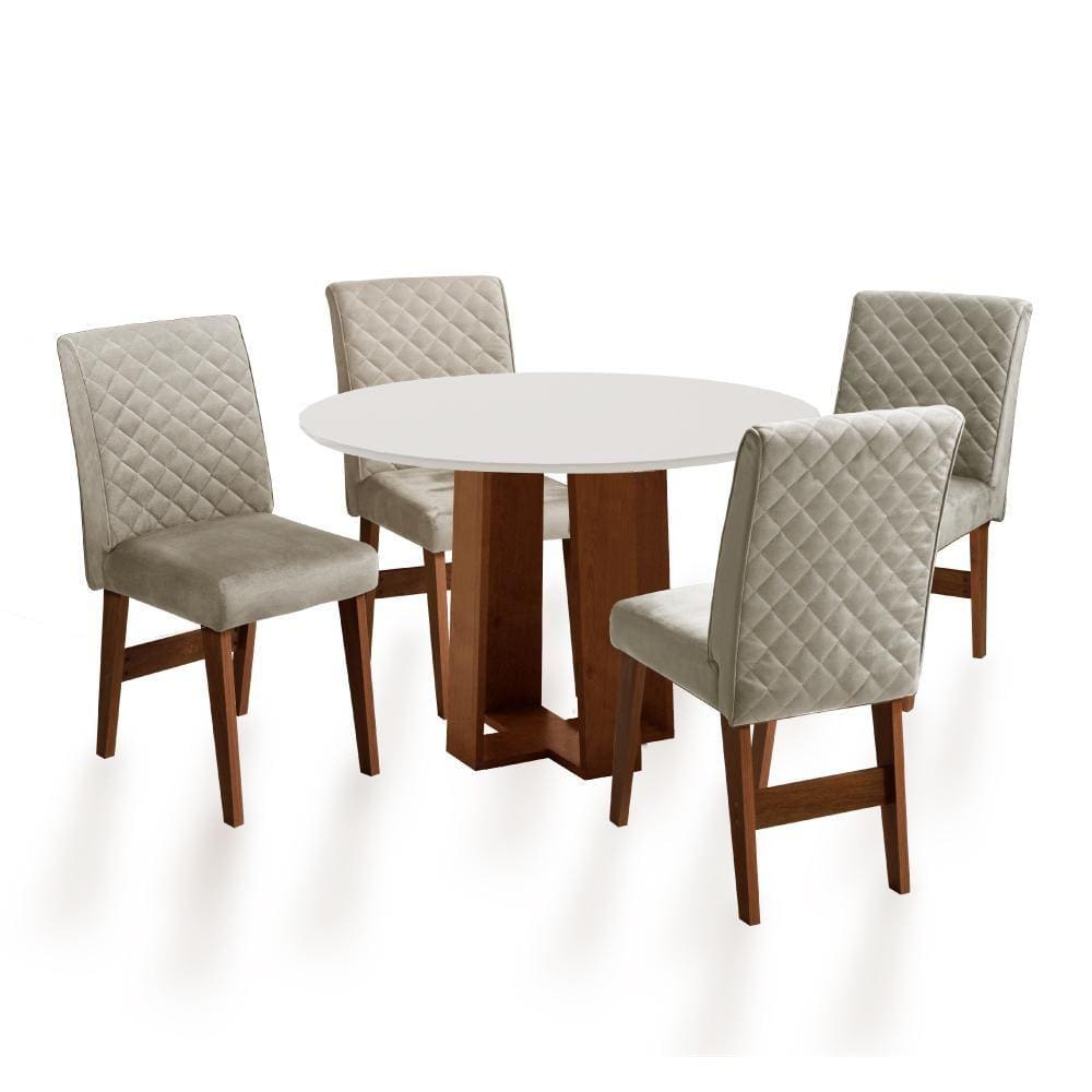 Conjunto Mesa de Jantar TALIA PREMIUM com 4 Cadeiras Estofadas ISABELA