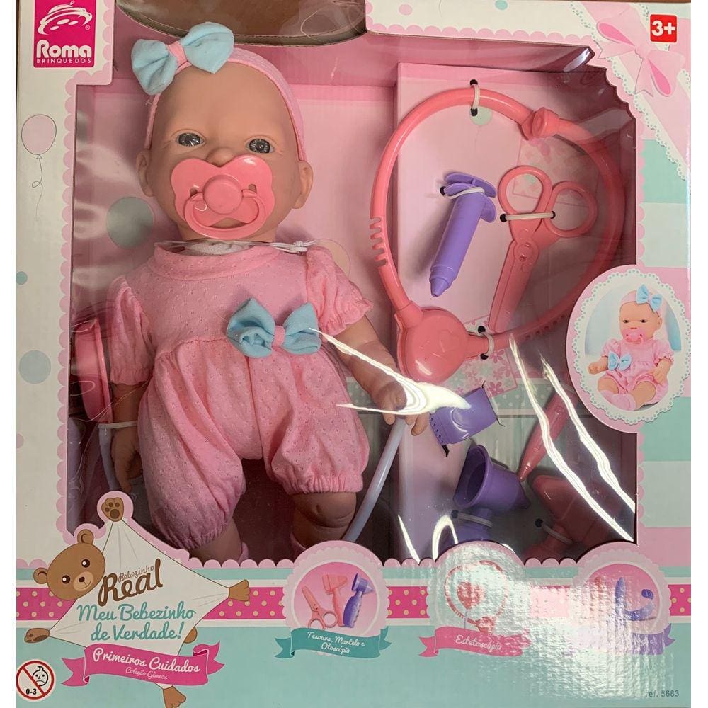 Boneca Bebezinho Real - Primeiros Cuidados Menina - Roma
