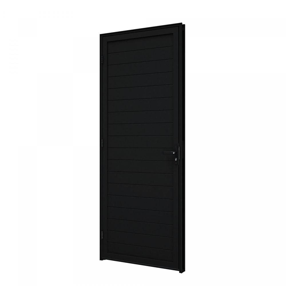 Porta de Aluminio Giro Lambri com Maçaneta 215x85 Lucasa Preto