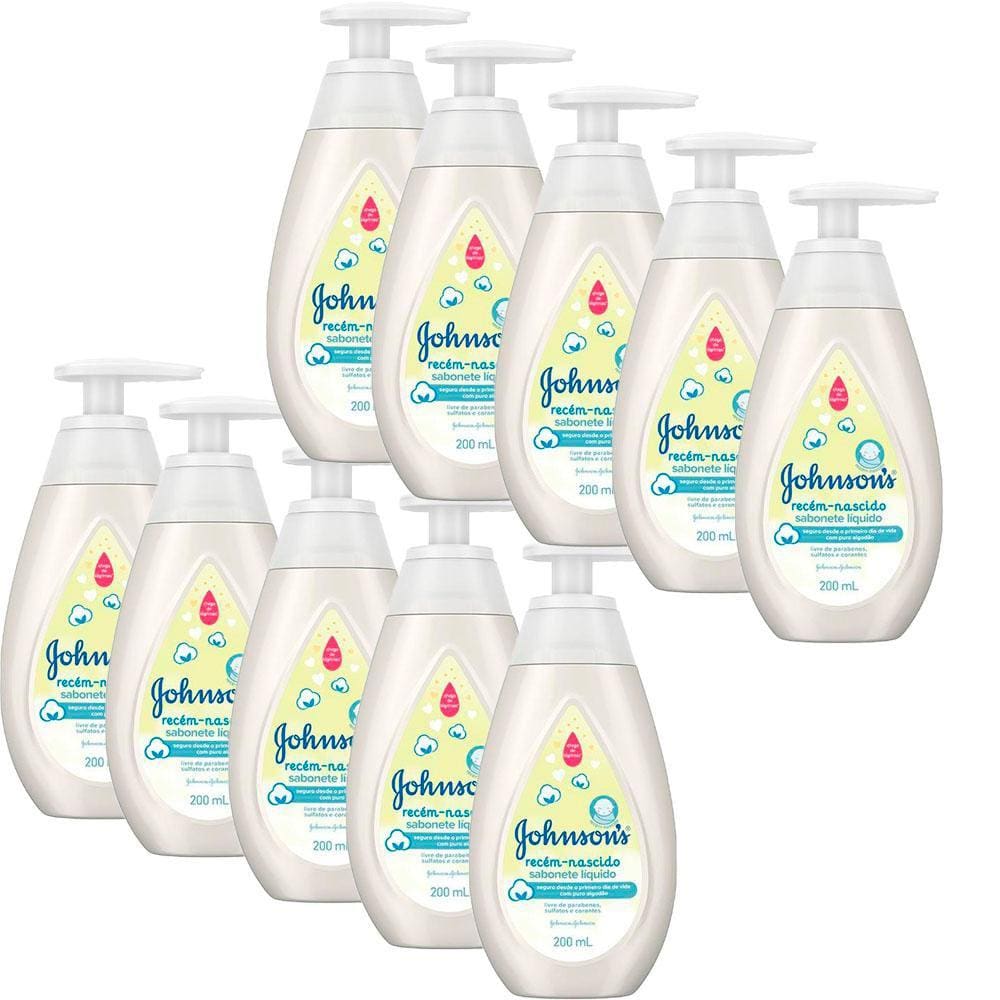 Kit 10 Sabonete Líquido Johnson`s Recém Nascido 200ml