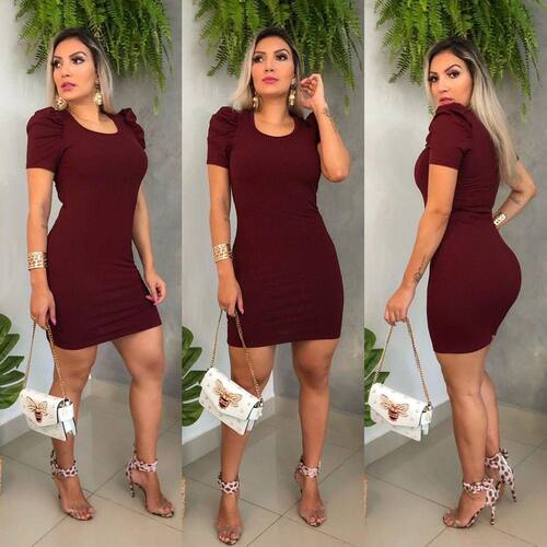 Vestido Manga Bufante - Marsala | Extra Vestido Manga Bufante - Marsala | Extra