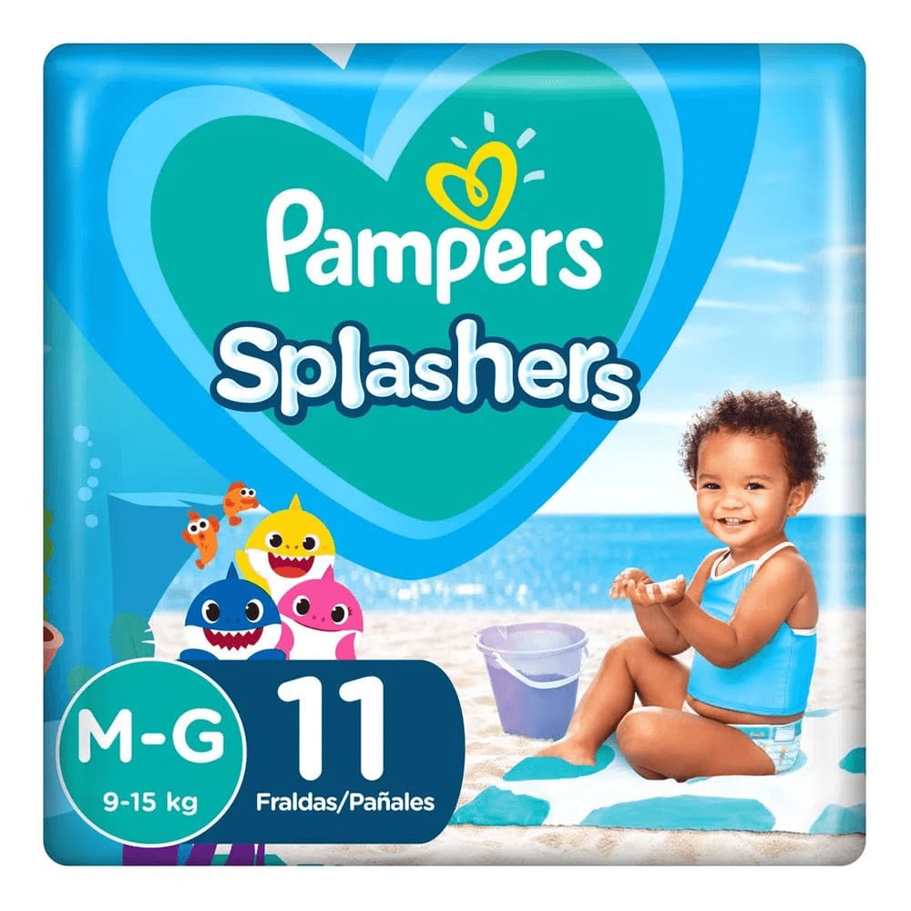 Fralda Descartável Pampers Splashers Piscina M/G 11 Unidades