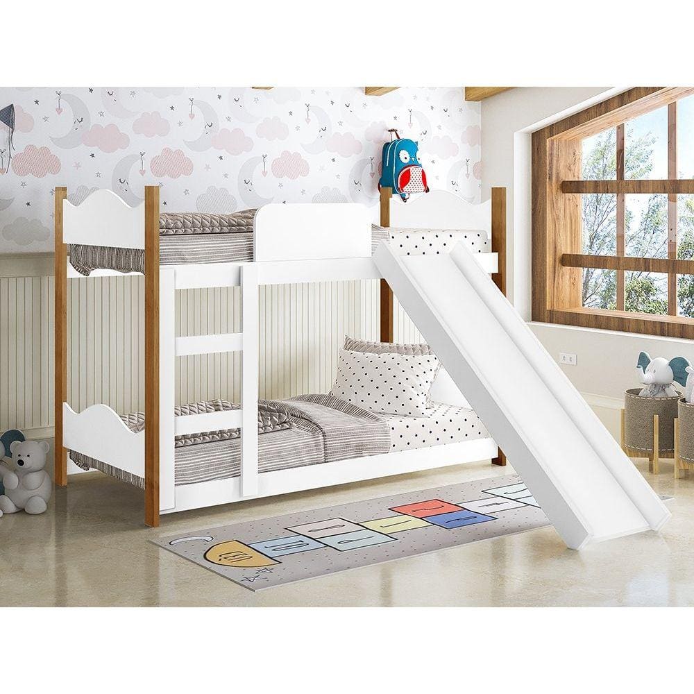 Beliche Infantil Encanto Branco Grenat com Escorregador- Gabrielli Móveis