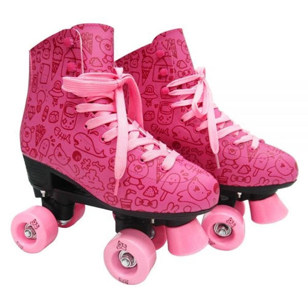 Patins Roller Estilo New Rosa N. 34 Dm Toys