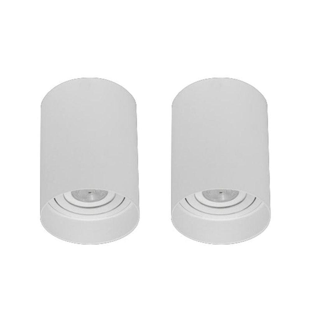 Kit 2 Plafon Sobrepor Redondo Branco Direcionavel Par20