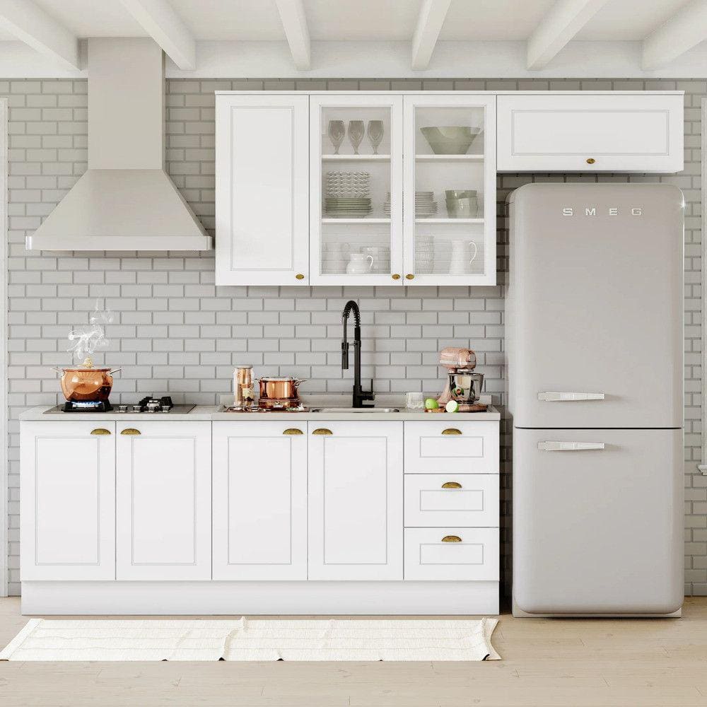 Cozinha Compacta 04 Peças com Aéreo para Geladeira Americana Henn