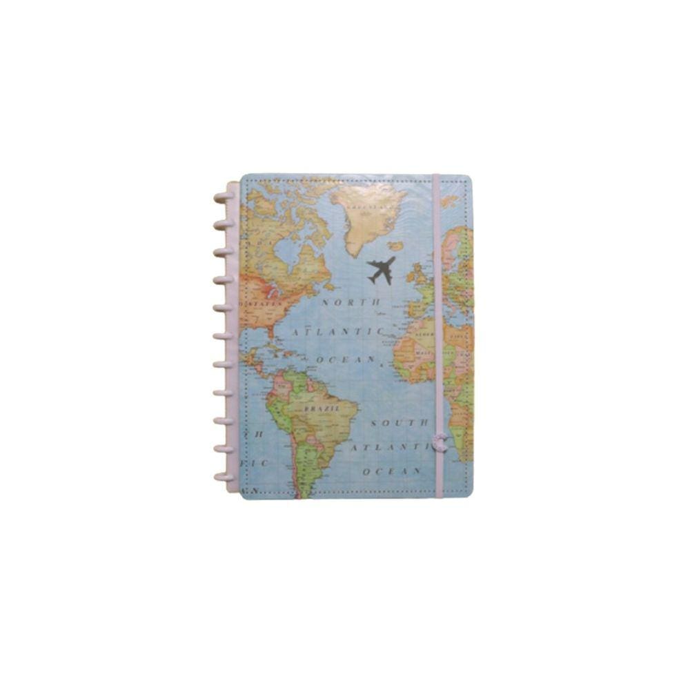 Caderno Inteligente BY Gocase Mapa Mundi Azul Tamanho Grande 80 Folhas