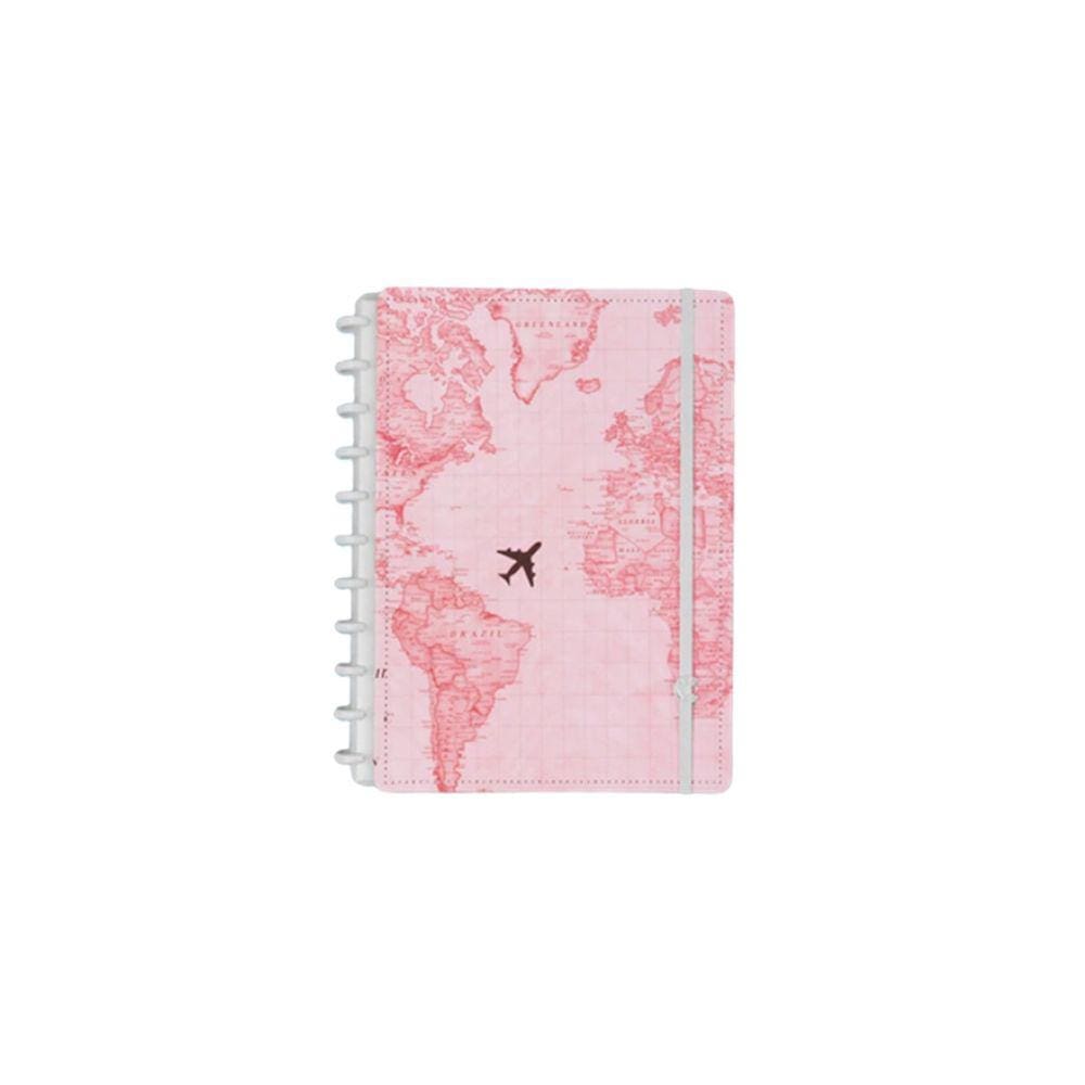 Caderno Inteligente By Gocase Mapa Mundi Rosa Tamanho Grande 80 Folhas