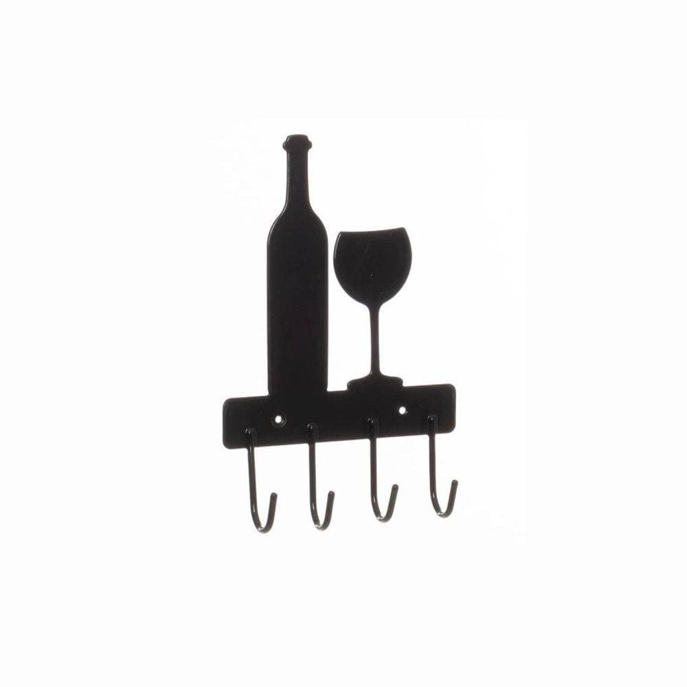 Gancho de Parede Organizador Decorativo Garrafa e Taça Preto