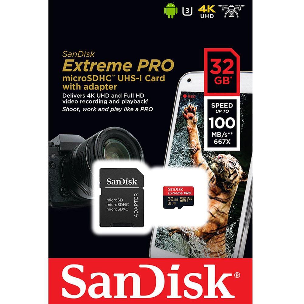 Cartão Memória Micro Sandisk Sdhc UHS-I 32gb Extreme Pro U3 4K