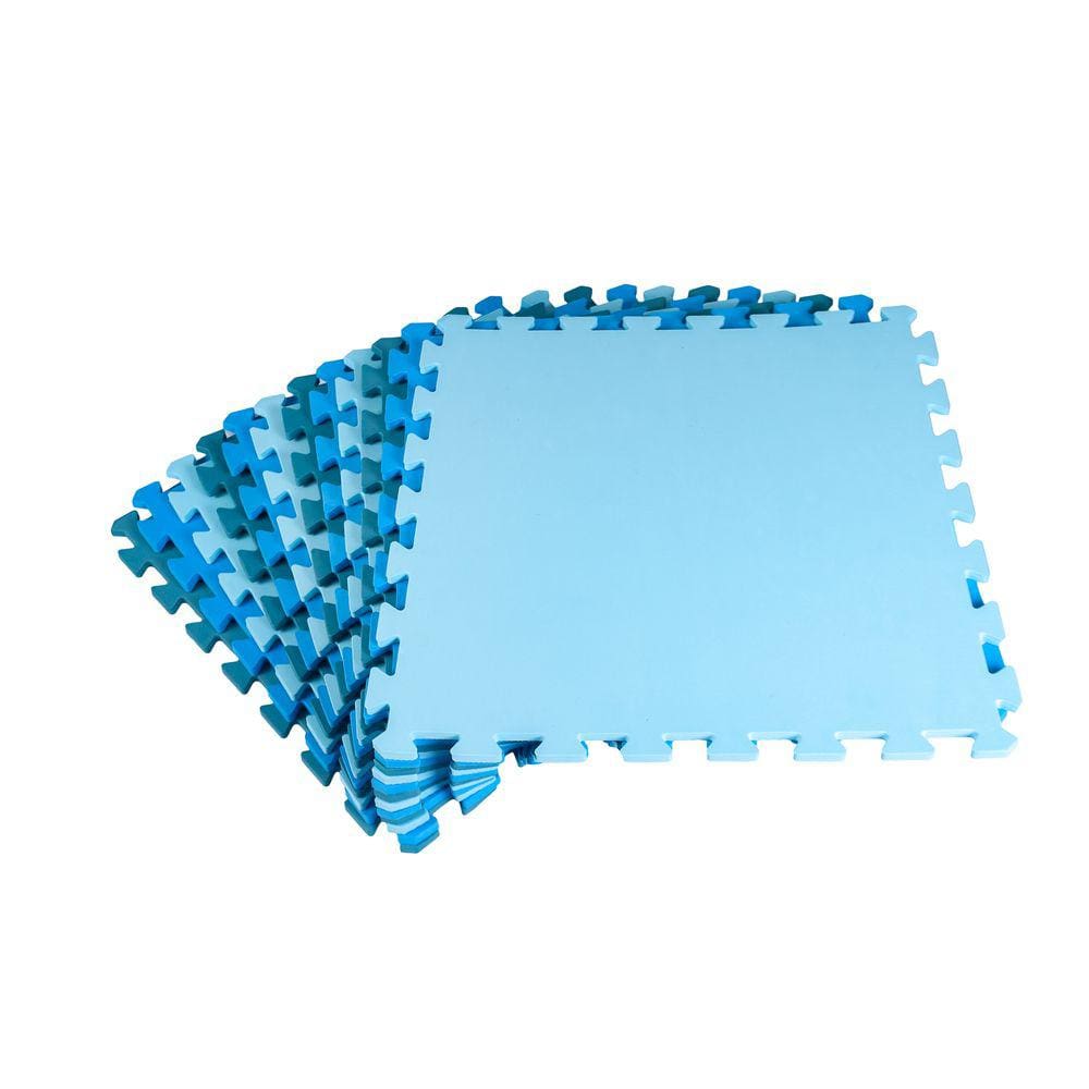 Kit 4 Placas Tatame Tapete Eva Infantil 50x50x1cm Bebê - Tons Azul