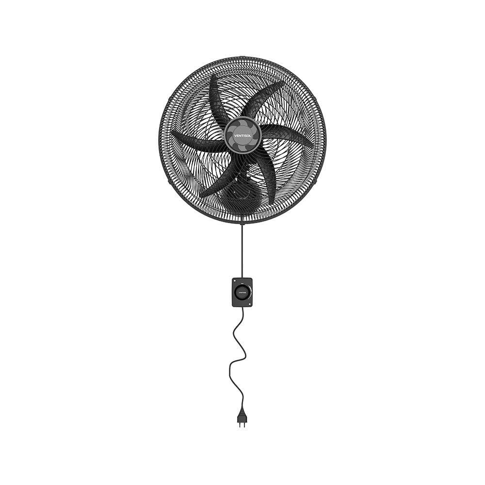 Ventilador Oscilante Parede Monta Fácil 50Cm 6P Preto 127V Premium Ventisol 11421
