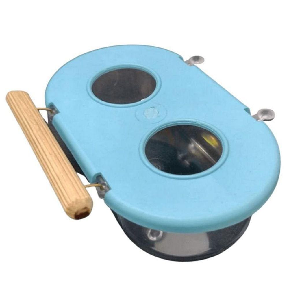 Comedouro Médio com Poleiro 2 Furos - Azul