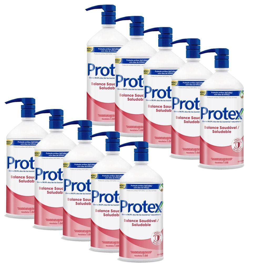 Kit 10 Sabonetes Líquido Protex Balance Para Mãos 1l