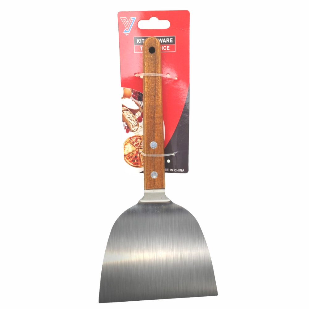 Espatula de Metal Aço Inox Cabo de Madeira Cozinha Lanches Profissional 12cm