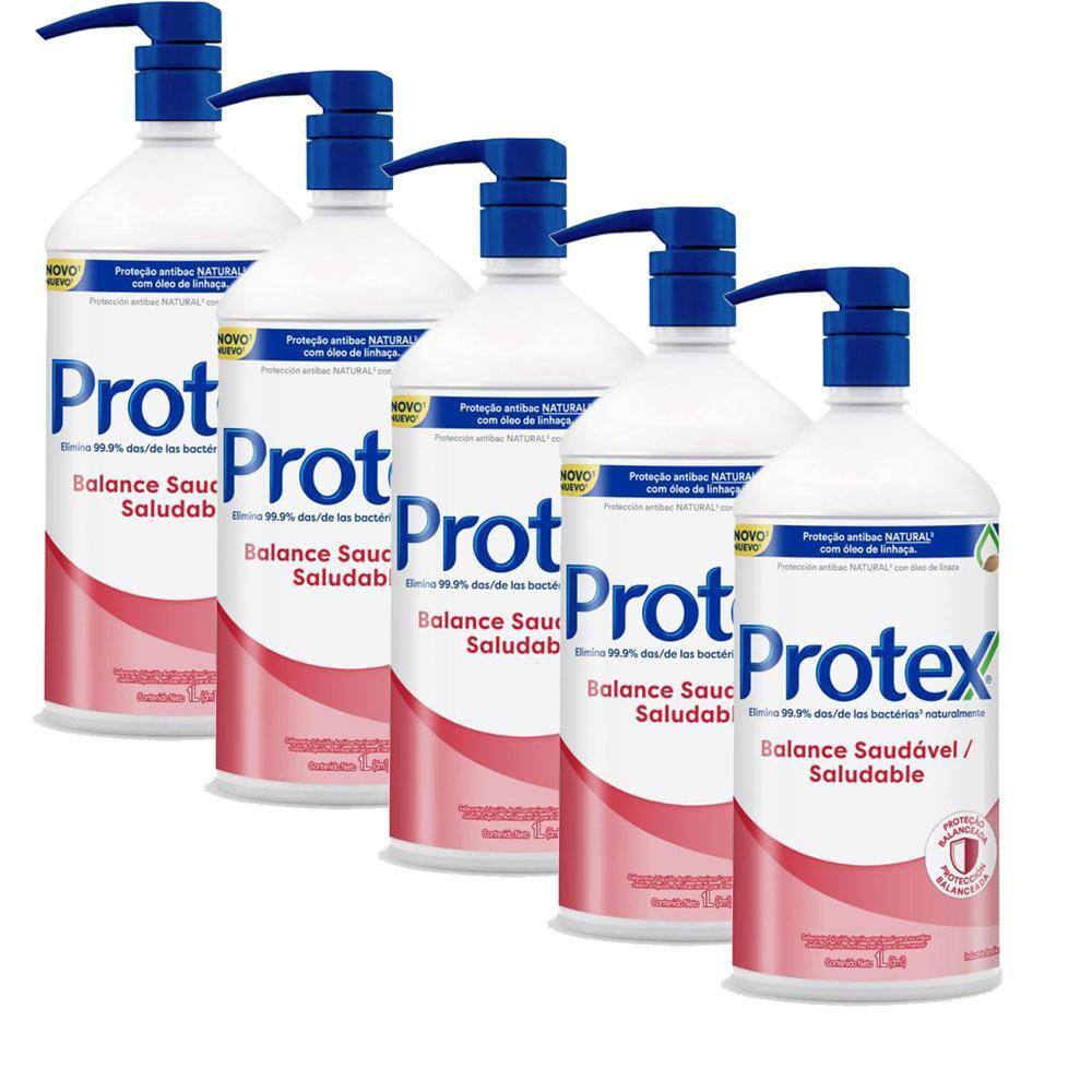 Kit 5 Sabonetes Líquido Protex Balance Para Mãos 1l