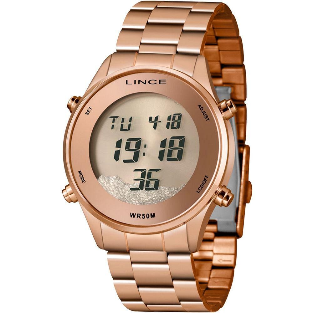 Relógio Lince Feminino Rose Gold Digital Sdr4638l Rxrx