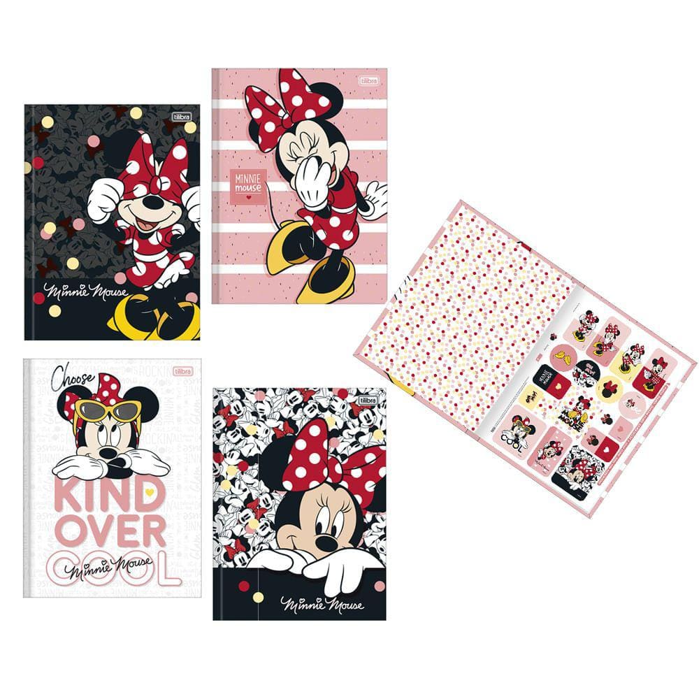 Caderno Tilibra Brochura Capa Dura 1/4 Minnie 80 Folhas Capas Diversas - Item Sortido