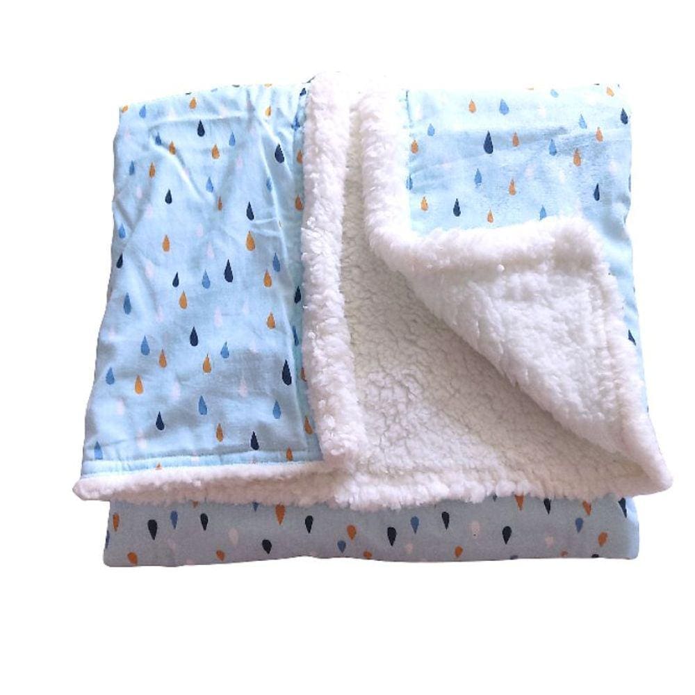 Cobertor par bebê 100 X80cm com lã de carneiro e tricoline estampado