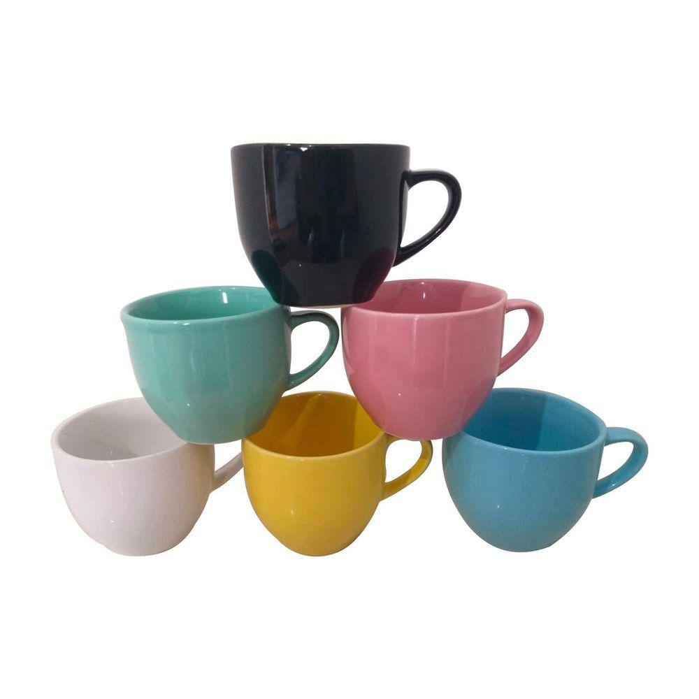 Jogo 6 Xicaras De Porcelana Para Café Chá 170ml Caixa Em Mdf Decorada  Várias Cores cor:Rosa