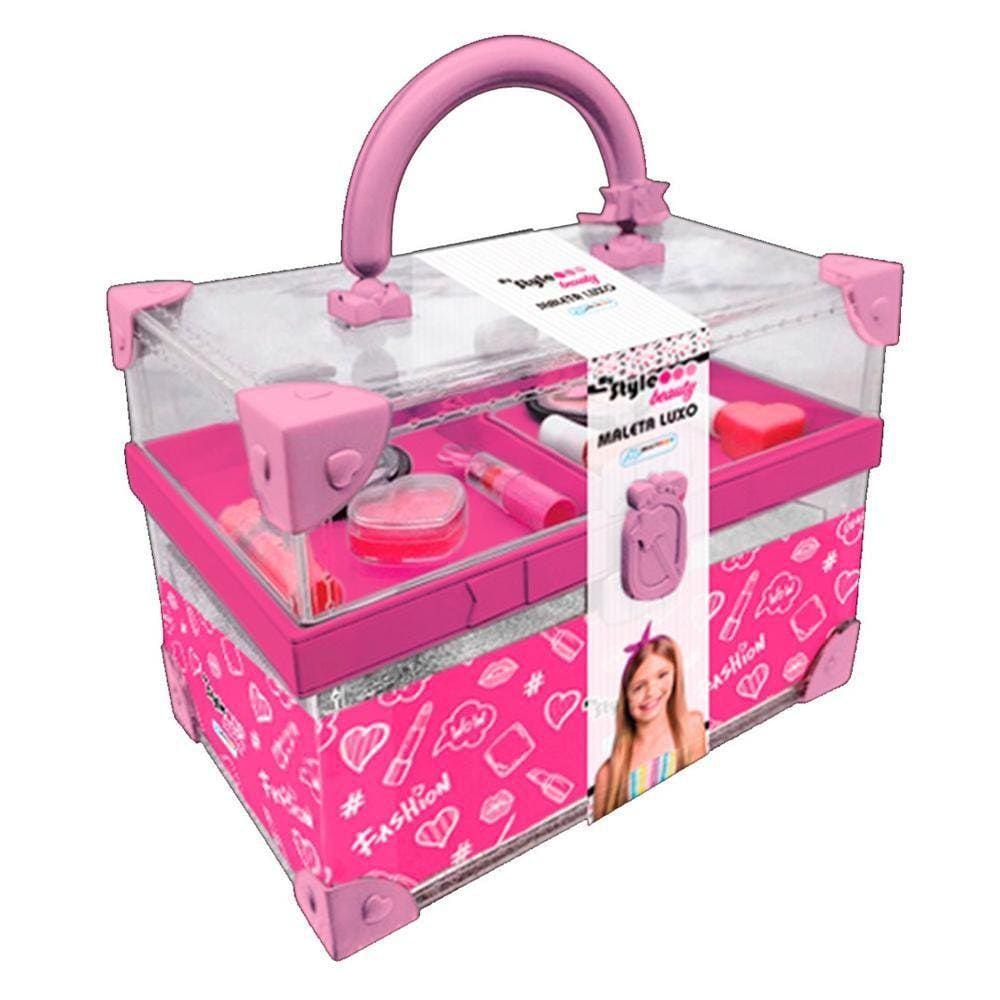 Mala Kit Maquiagem Infantil Barbie Batom Sombra Esmalte