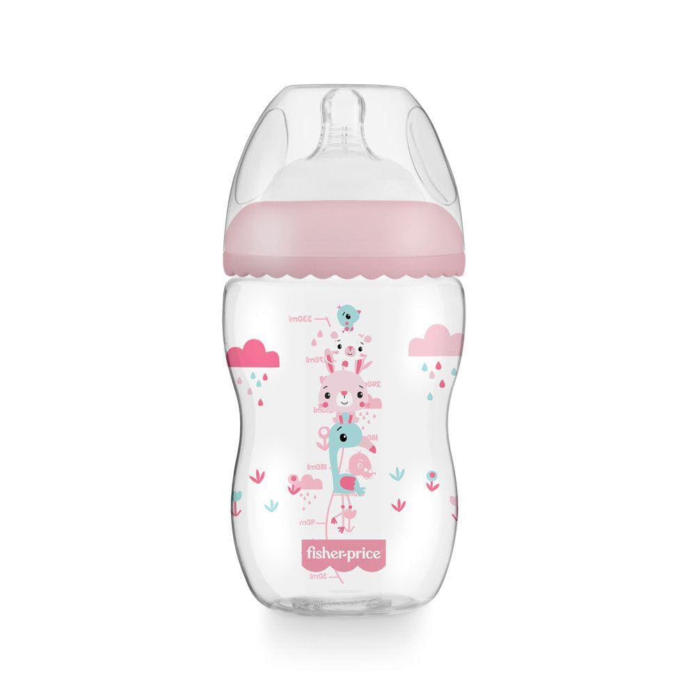 Mamadeira First Moments Rosa Algodão Doce 330ml +4 meses Fisher Price - BB1028