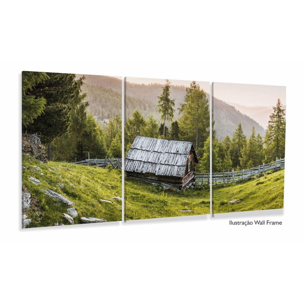 Quadro Decorativo Casa Rústica 3 peças 120x60 em tecido