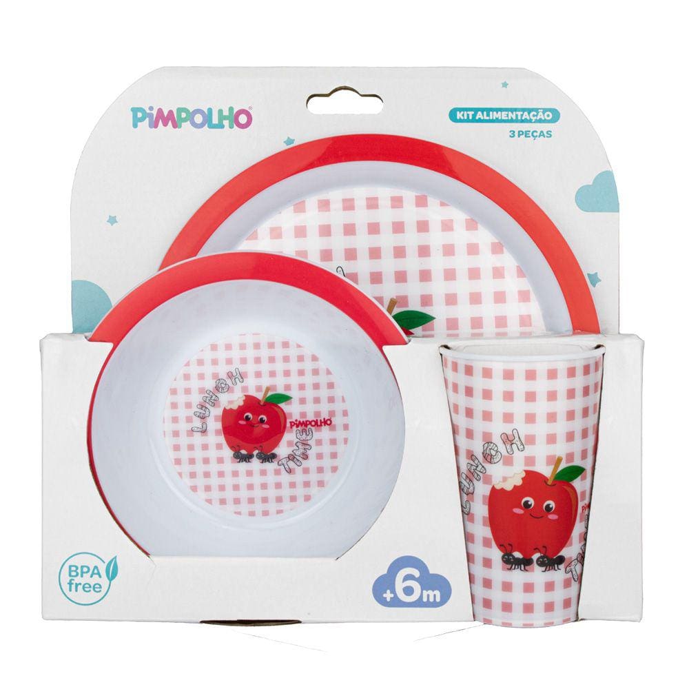 Kit Alimentação Para Bebê 3 Peças Melancia Pimpolho 93401