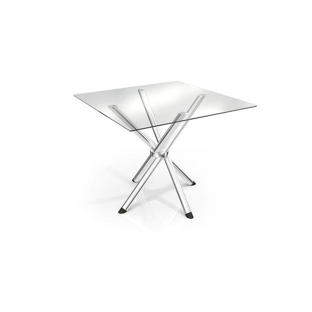 Mesa Volga Cromada Com Tampo De Vidro Incolor 90cm